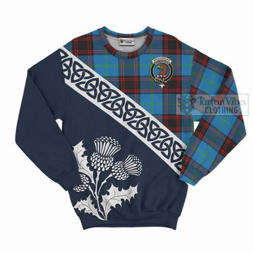 Wedderburn Tartan Sweatshirt Featuring Thistle and Scotland Map Unisex - Tartan Vibes Clothing