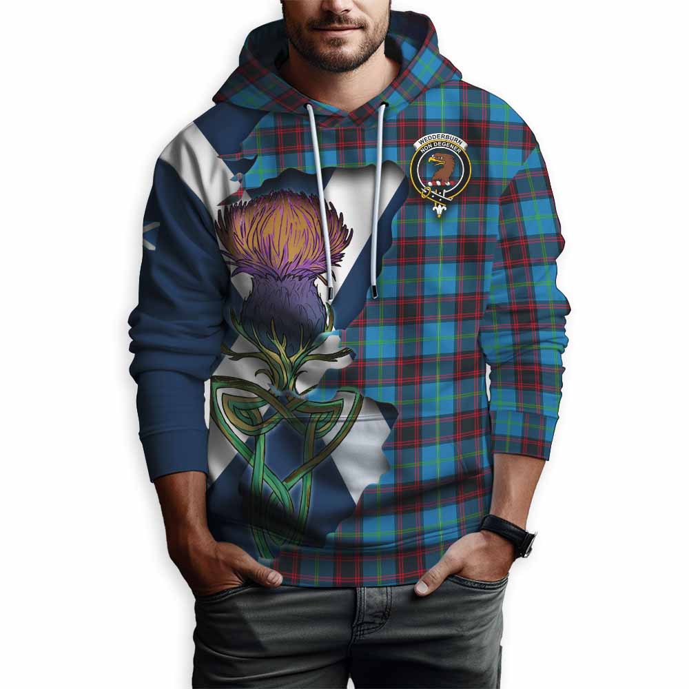 Tartan Vibes Clothing Wedderburn Tartan Family Crest Hoodie Scottish Thistle Celtic Inspired