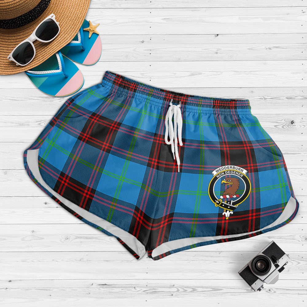 wedderburn-tartan-womens-shorts-with-family-crest