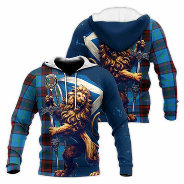 Wedderburn Tartan Family Crest Knitted Hoodie with Scottish Majestic Lion Unisex Knitted Pullover Hoodie - Tartan Vibes Clothing