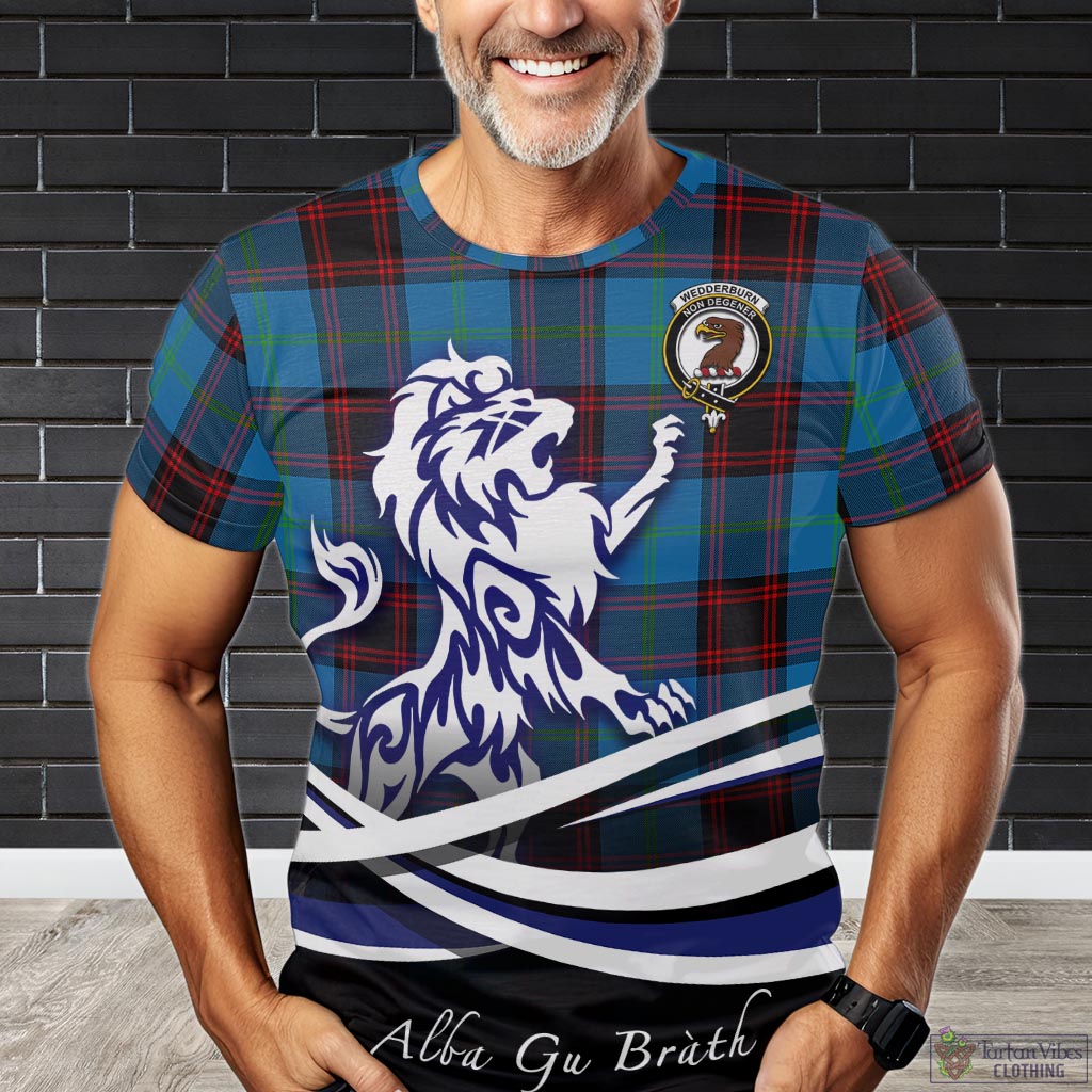 Wedderburn Tartan T-Shirt with Alba Gu Brath Regal Lion Emblem Kid's Shirt - Tartan Vibes Clothing
