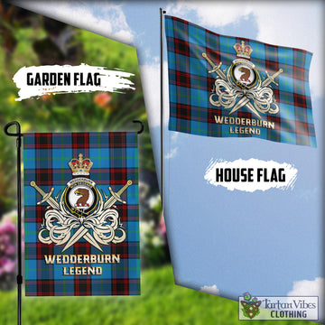 Wedderburn Tartan Flag with Clan Crest and the Golden Sword of Courageous Legacy