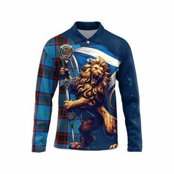 Wedderburn Tartan Family Crest Long Sleeve Polo Shirt with Scottish Majestic Lion Unisex - Tartan Vibes Clothing