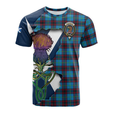 Tartan Vibes Clothing Wedderburn Tartan Family Crest Cotton T-shirt Scottish Thistle Celtic Inspired