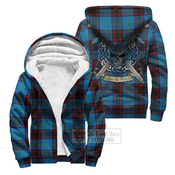 Wedderburn Tartan Sherpa Hoodie with Family Crest Celtic Skull Style Unisex S - Tartan Vibes Clothing