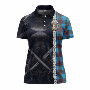 Wedderburn Tartan Women's Polo Shirt with Family Crest Cross Sword Thistle Celtic Vibes Women - Tartan Vibes Clothing