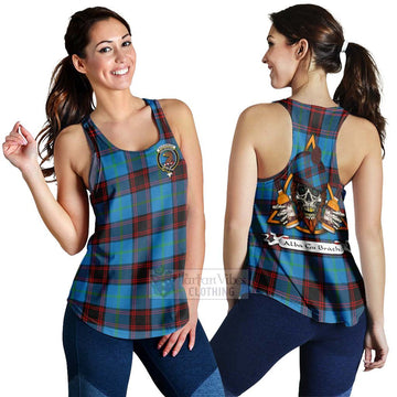 Wedderburn Tartan Women's Racerback Tanks with Family Crest and Bearded Skull Holding Bottles of Whiskey 4XL - Tartan Vibes Clothing