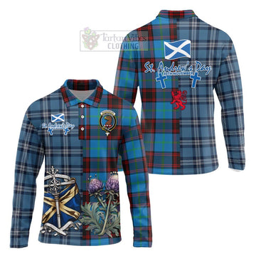 Wedderburn Tartan Long Sleeve Polo Shirt Happy St. Andrew's Day Half Tartan Style Unisex - Tartan Vibes Clothing