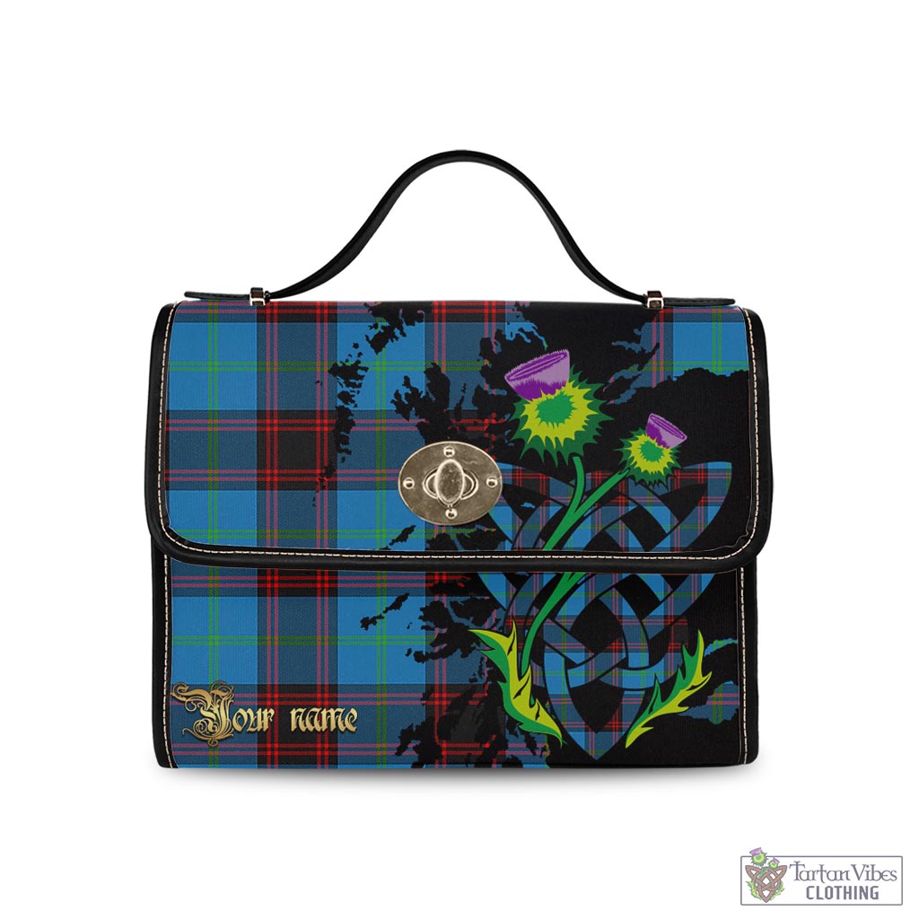 Tartan Vibes Clothing Wedderburn Tartan Waterproof Canvas Bag with Scotland Map and Thistle Celtic Accents