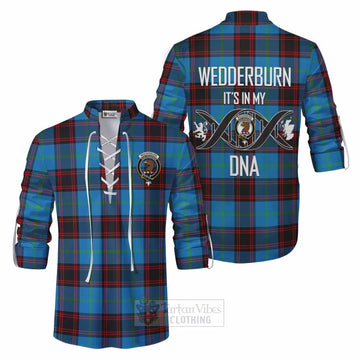 Wedderburn Tartan Ghillie Kilt Shirt with Family Crest DNA In Me Style Men - Tartan Vibes Clothing
