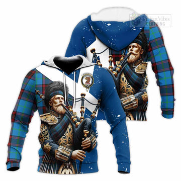 Wedderburn Tartan Knitted Hoodie with Family Crest Scottish Bagpiper Vibes Unisex Knitted Pullover Hoodie - Tartan Vibes Clothing