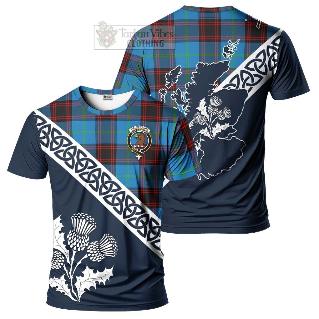 Wedderburn Tartan T-Shirt Featuring Thistle and Scotland Map Kid's Shirt - Tartanvibesclothing Store