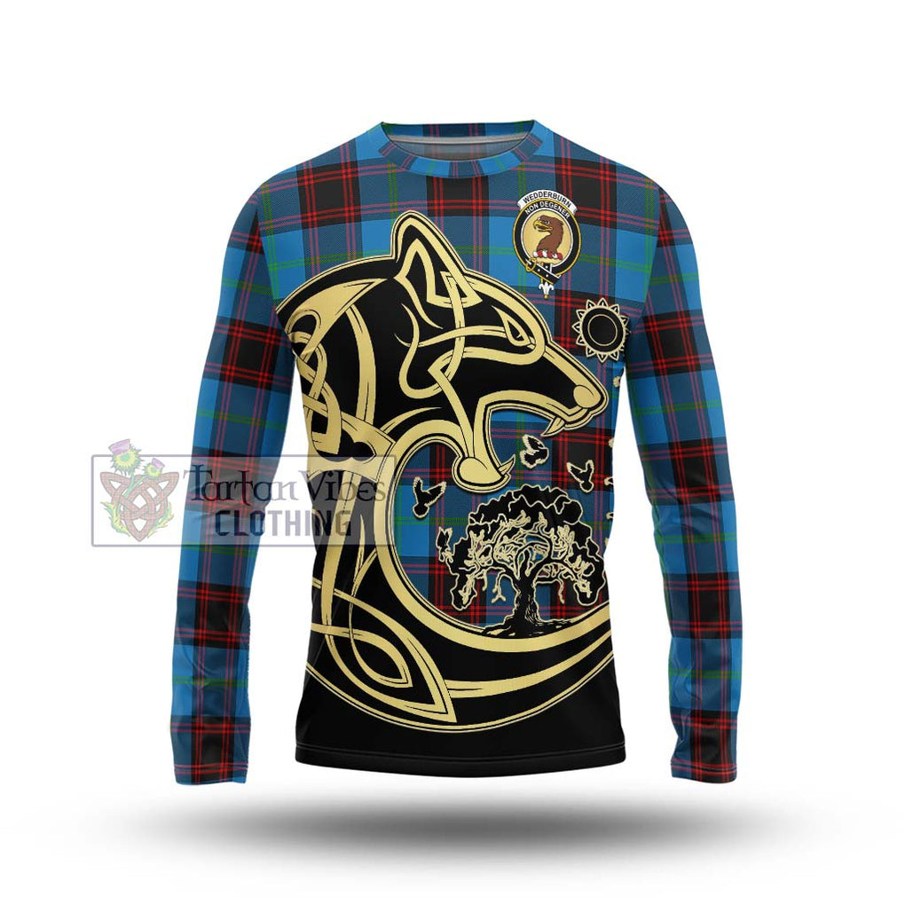 Wedderburn Tartan Long Sleeve T-Shirt with Family Crest Celtic Wolf Style Unisex - Tartan Vibes Clothing