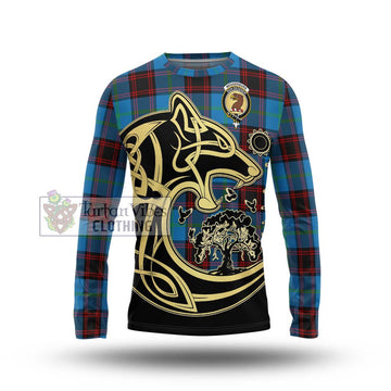 Wedderburn Tartan Long Sleeve T-Shirt with Family Crest Celtic Wolf Style Unisex - Tartan Vibes Clothing