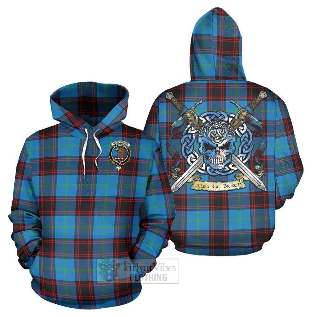 Wedderburn Tartan Hoodie with Family Crest Celtic Skull Style Zip Hoodie - Tartan Vibes Clothing