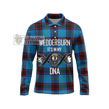 Wedderburn Tartan Long Sleeve Polo Shirt with Family Crest DNA In Me Style Unisex - Tartan Vibes Clothing