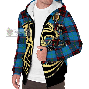 Wedderburn Tartan Sherpa Hoodie with Family Crest Celtic Wolf Style Unisex S - Tartan Vibes Clothing