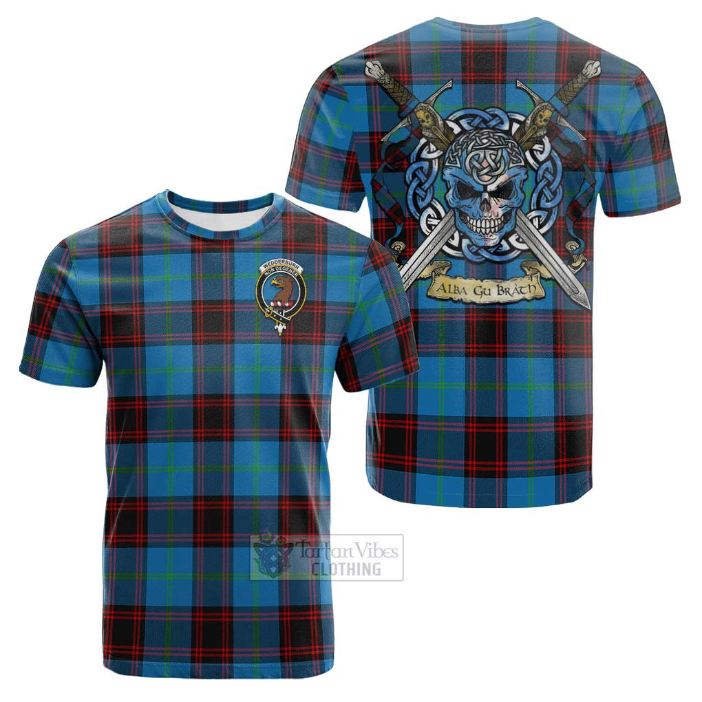 Wedderburn Tartan Cotton T-shirt with Family Crest Celtic Skull Style Kid's Shirt - Tartan Vibes Clothing