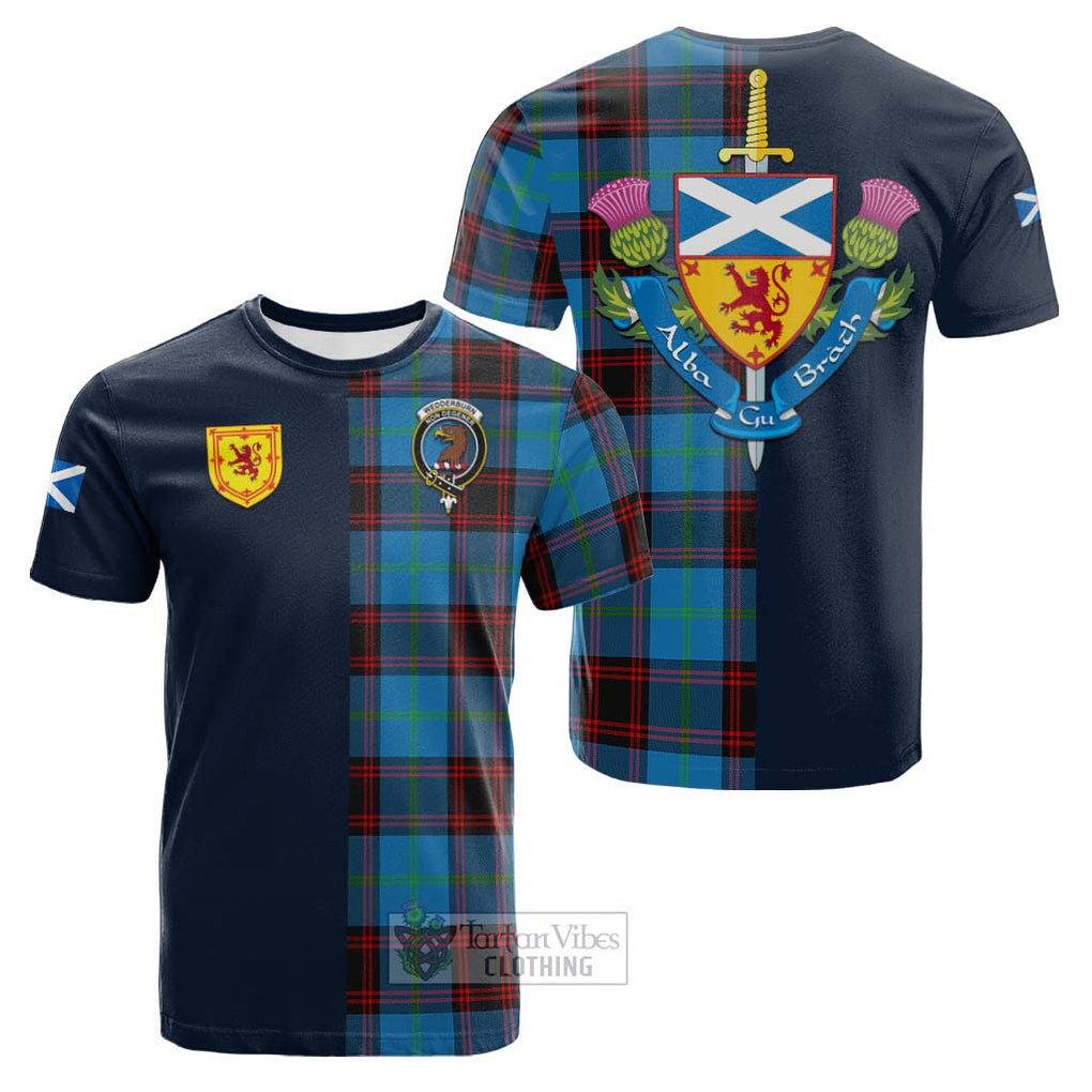 Wedderburn Tartan Cotton T-shirt Alba with Scottish Lion Royal Arm Half Style Kid's Shirt - Tartan Vibes Clothing