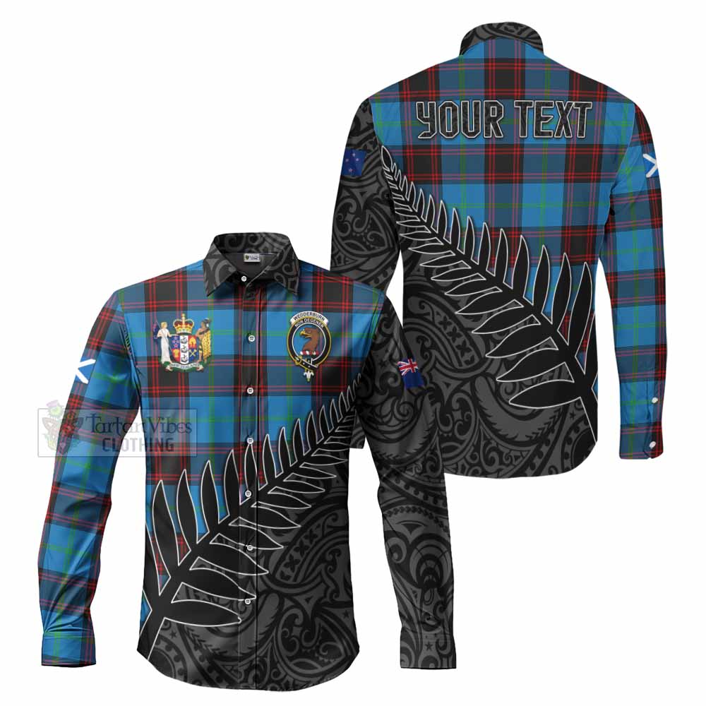 Wedderburn Crest Tartan Long Sleeve Button Shirt with New Zealand Silver Fern Half Style Men's Shirt S - Tartan Vibes Clothing