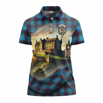 Wedderburn Tartan Family Crest Women's Polo Shirt with Scottish Ancient Castle Style Women - Tartan Vibes Clothing