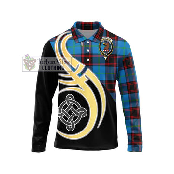 Wedderburn Tartan Long Sleeve Polo Shirt with Family Crest and Celtic Symbol Style Unisex - Tartan Vibes Clothing