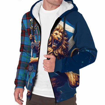 Wedderburn Tartan Family Crest Sherpa Hoodie with Scottish Majestic Lion Unisex S - Tartan Vibes Clothing