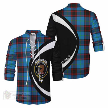 Wedderburn Tartan Ghillie Kilt Shirt with Family Crest Circle Style Men - Tartan Vibes Clothing