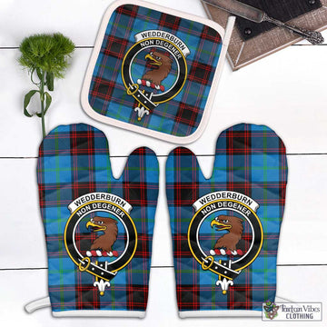 Wedderburn Tartan Combo Oven Mitt & Pot-Holder with Family Crest Combo 2 Oven Mitt & 1 Pot-Holder Black - Tartan Vibes Clothing