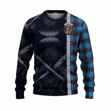 Wedderburn Tartan Knitted Sweater with Family Crest Cross Sword Thistle Celtic Vibes Unisex - Tartan Vibes Clothing