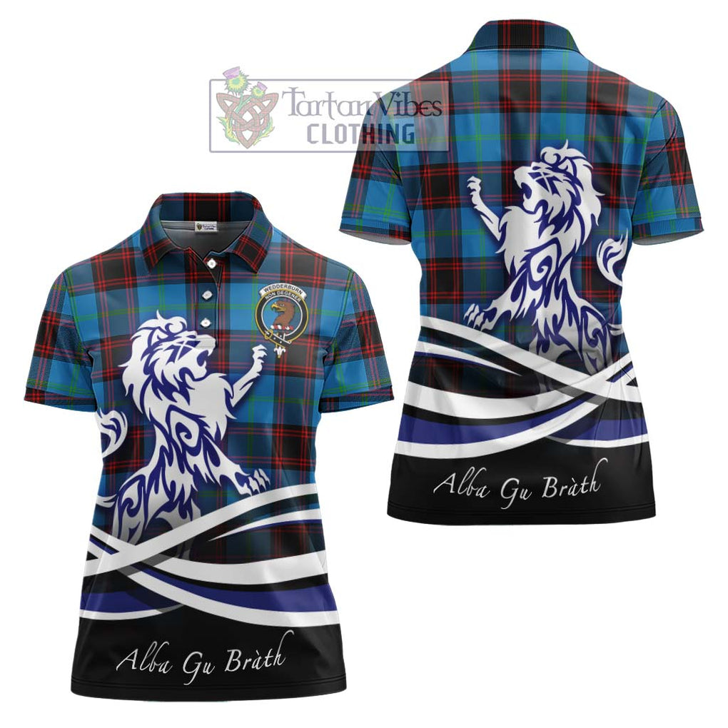 Wedderburn Tartan Women's Polo Shirt with Alba Gu Brath Regal Lion Emblem Women - Tartan Vibes Clothing