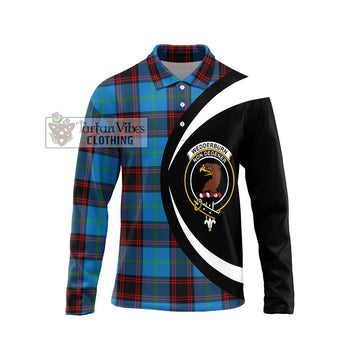 Wedderburn Tartan Long Sleeve Polo Shirt with Family Crest Circle Style Unisex - Tartan Vibes Clothing