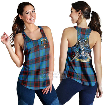 Wedderburn Tartan Women's Racerback Tanks with Family Crest Celtic Skull Style 4XL - Tartan Vibes Clothing