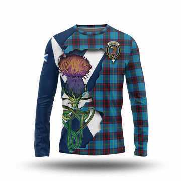 Tartan Vibes Clothing Wedderburn Tartan Family Crest Long Sleeve T-Shirt Scottish Thistle Celtic Inspired