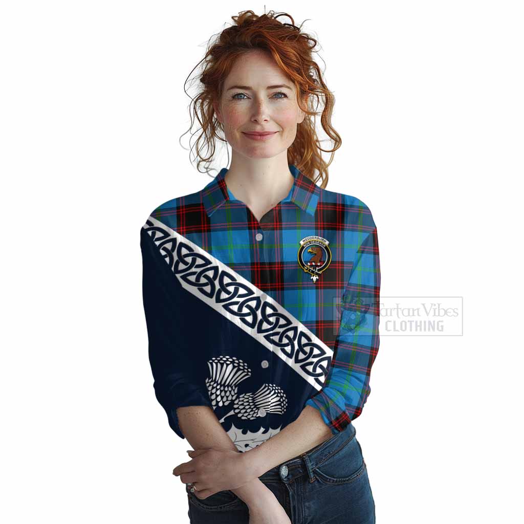 Wedderburn Tartan Women's Casual Shirt Featuring Thistle and Scotland Map Female - Tartan Vibes Clothing