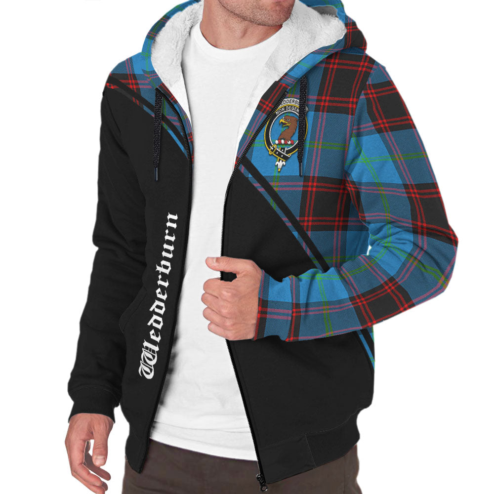 Wedderburn Tartan Sherpa Hoodie with Family Crest Curve Style Unisex - Tartan Vibes Clothing