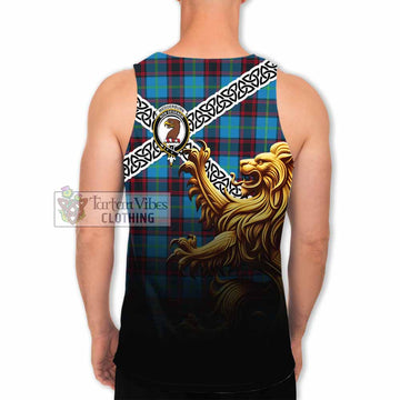 Wedderburn Crest Tartan Men's Tank Top with Golden Lion Emblem Celtic Style - Tartan Vibes Clothing