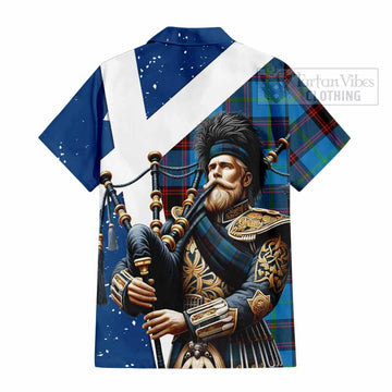 Wedderburn Tartan Hawaiian Shirt with Family Crest Scottish Bagpiper Vibes - Tartan Vibes Clothing