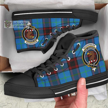 Wedderburn Tartan High Top Shoes with Family Crest - Tartan Vibes Clothing