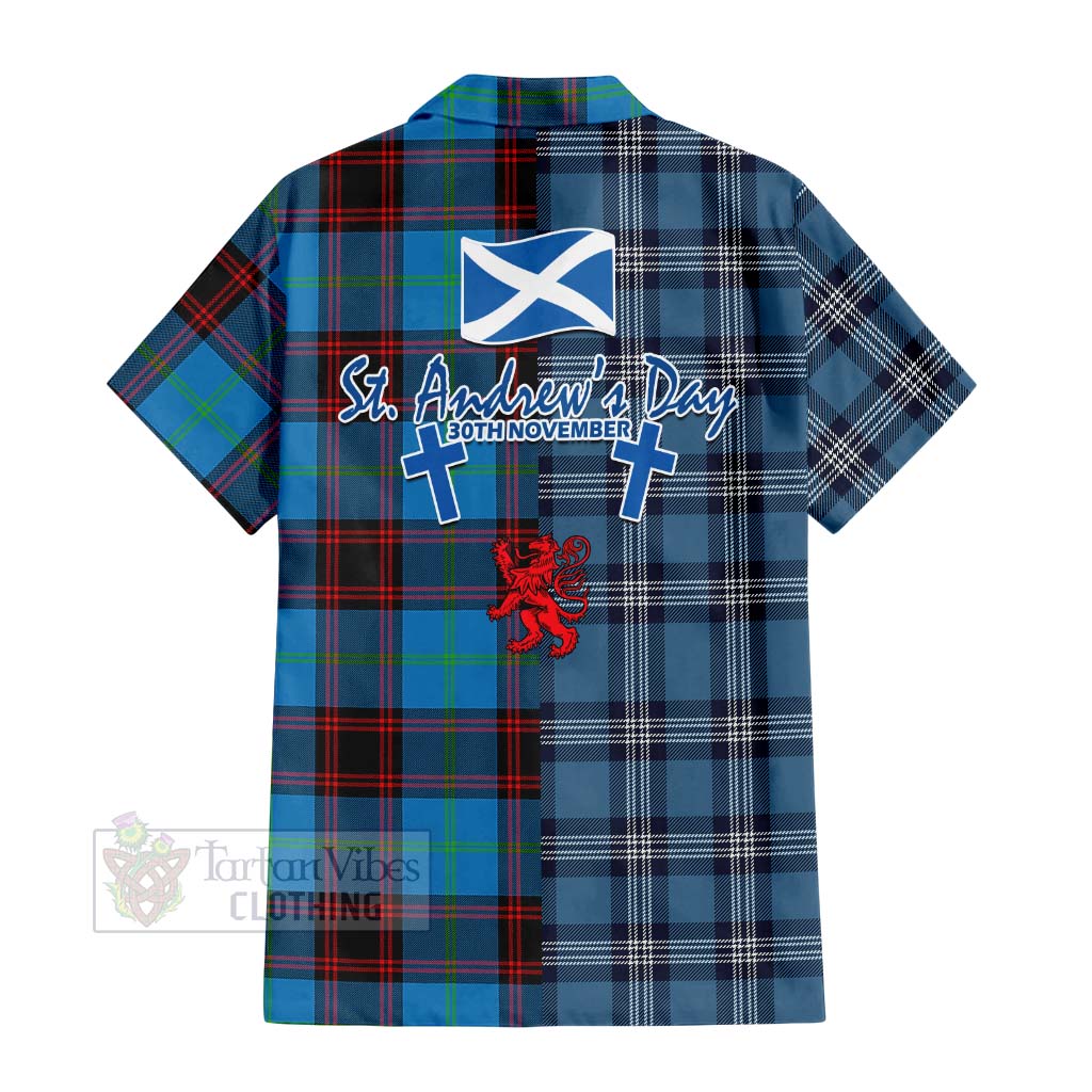 Wedderburn Tartan Hawaiian Shirt Happy St. Andrew's Day Half Tartan Style - Tartan Vibes Clothing