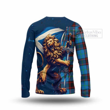 Wedderburn Tartan Family Crest Long Sleeve T-Shirt with Scottish Majestic Lion - Tartan Vibes Clothing
