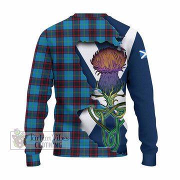 Tartan Vibes Clothing Wedderburn Tartan Family Crest Knitted Sweater Scottish Thistle Celtic Inspired