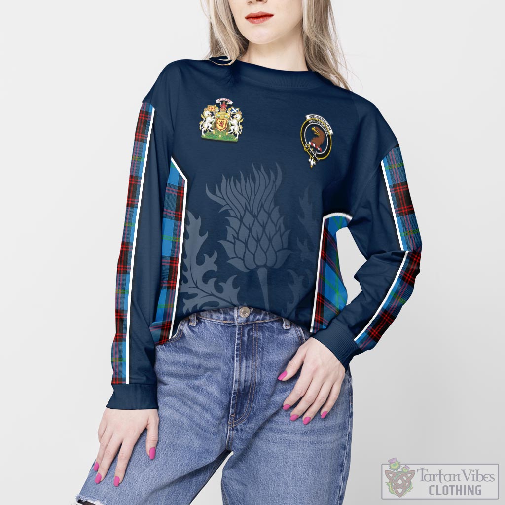 Wedderburn Tartan Sweatshirt with Family Crest and Scottish Thistle Vibes Sport Style - Tartan Vibes Clothing