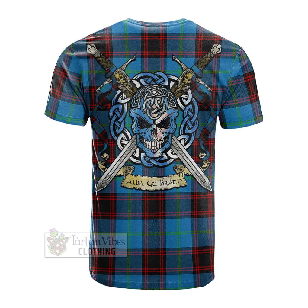Wedderburn Tartan Cotton T-shirt with Family Crest Celtic Skull Style Men's Shirt - Tartan Vibes Clothing