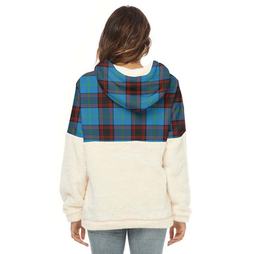 Wedderburn Tartan Half Style Women's Borg Fleece Hoodie with Half Zip - Tartan Vibes Clothing