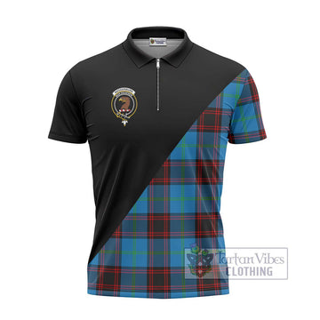 Wedderburn Tartan Zipper Polo Shirt with Family Crest and Military Logo Style - Tartan Vibes Clothing
