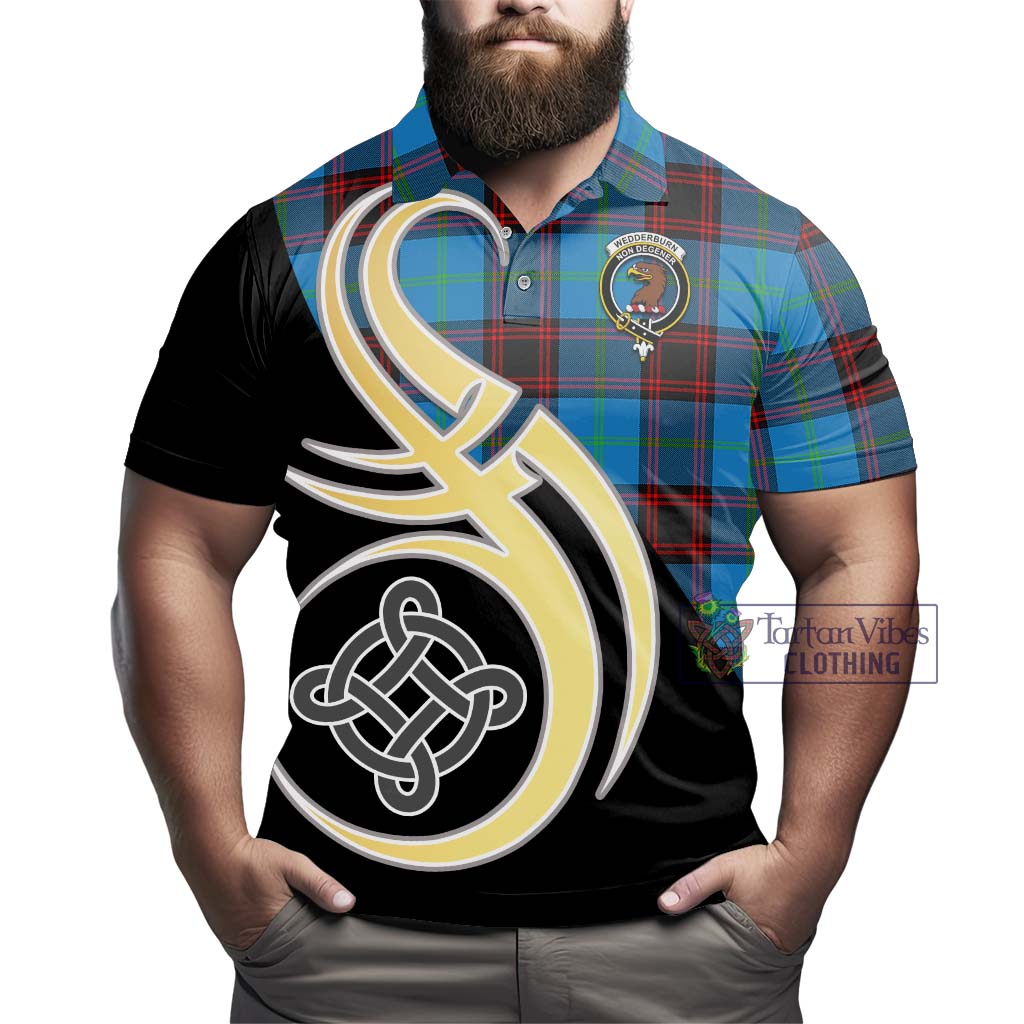 Wedderburn Tartan Polo Shirt with Family Crest and Celtic Symbol Style - Tartan Vibes Clothing