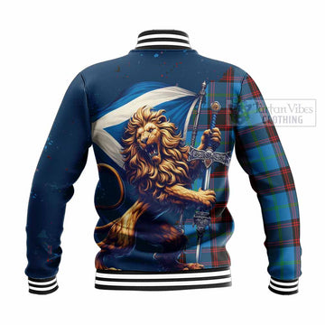 Wedderburn Tartan Family Crest Baseball Jacket with Scottish Majestic Lion - Tartan Vibes Clothing