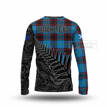 Wedderburn Crest Tartan Long Sleeve T-Shirt with New Zealand Silver Fern Half Style - Tartan Vibes Clothing