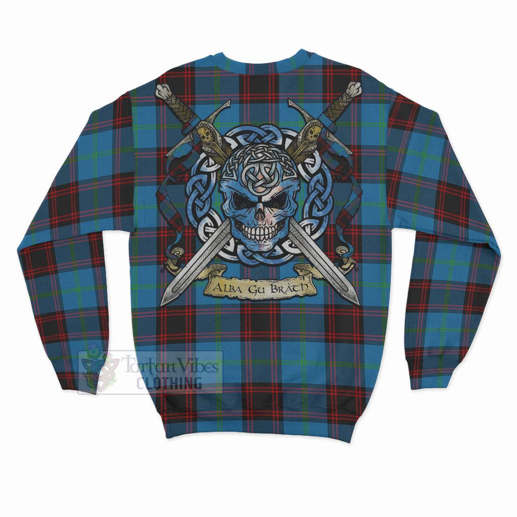 Wedderburn Tartan Sweatshirt with Family Crest Celtic Skull Style - Tartan Vibes Clothing